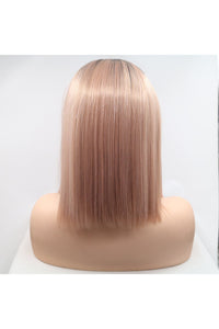 13*3" Lace Front Wigs Synthetic Mid-length Straight 12" 130% Density