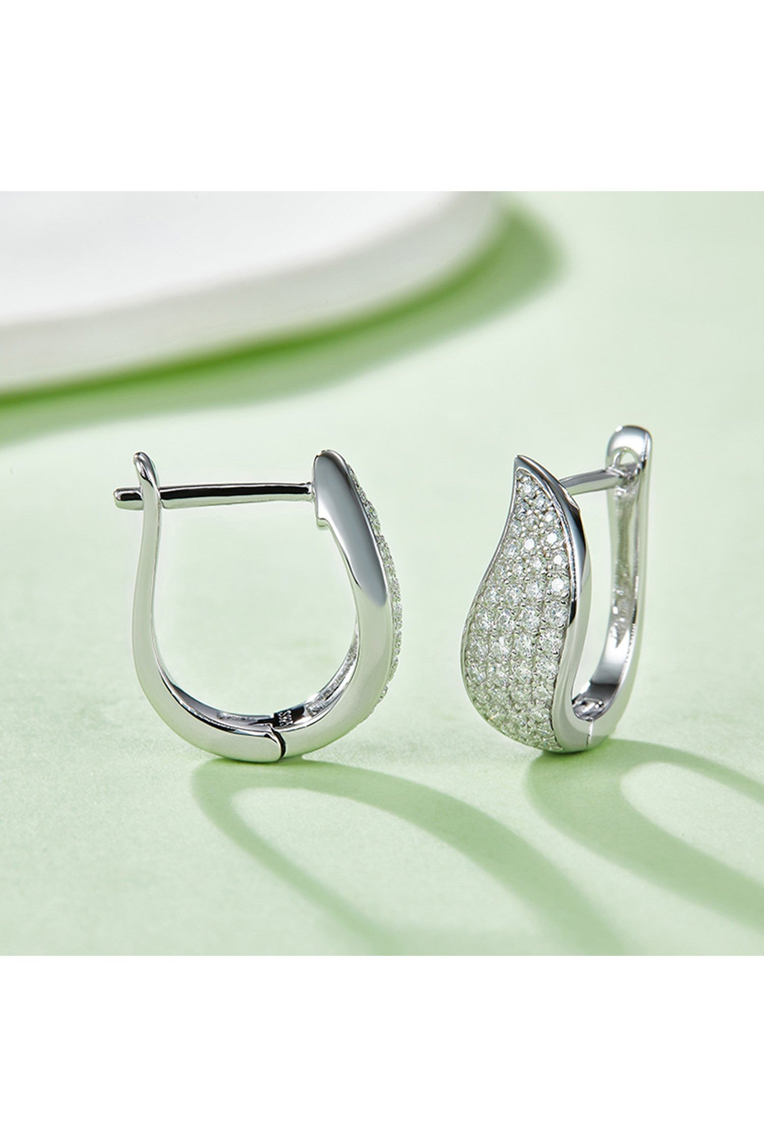 Moissanite 925 Sterling Silver Leaf Huggie Earrings