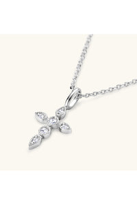 925 Sterling Silver Moissanite Cross Pendant Necklace
