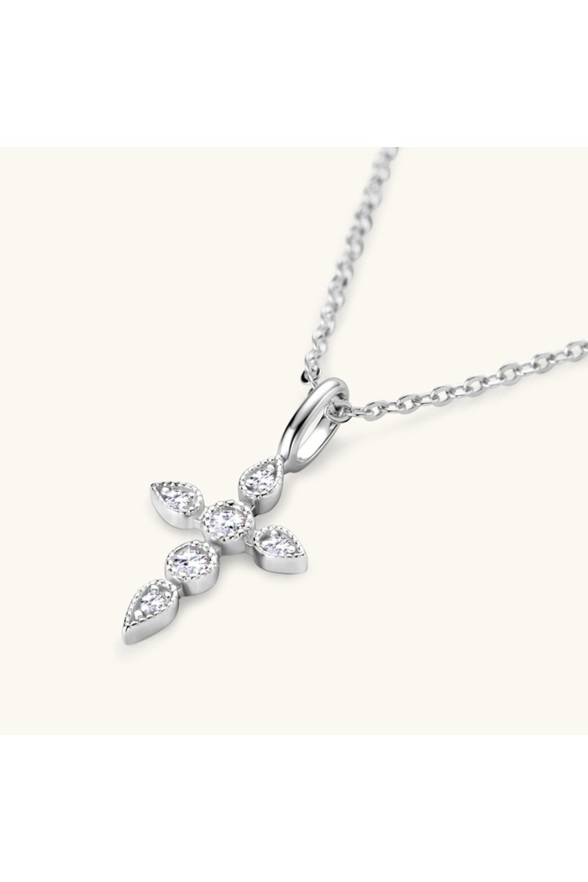 925 Sterling Silver Moissanite Cross Pendant Necklace