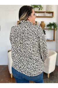 Double Take Full Size Leopard Long Sleeve Blouse
