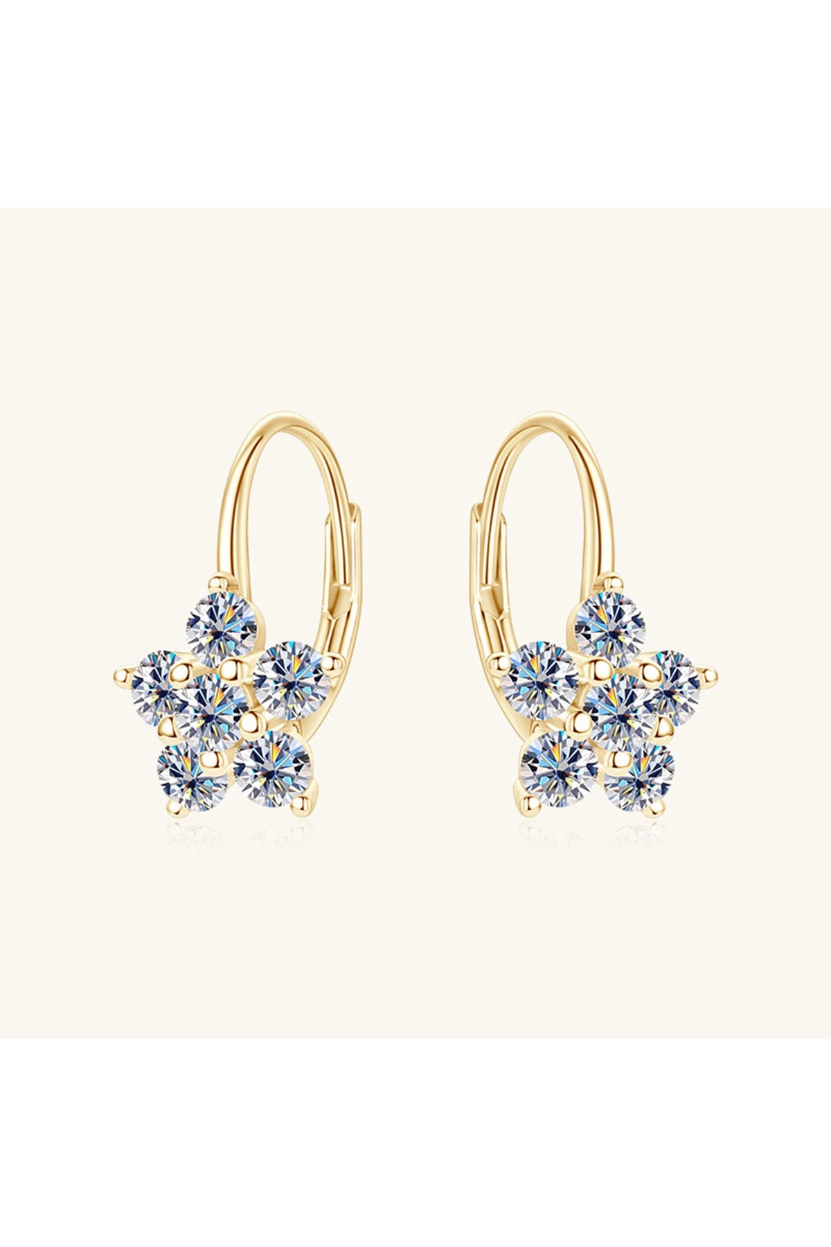 1.2 Carat 925 Sterling Silver Moissanite Flower Huggie Earrings