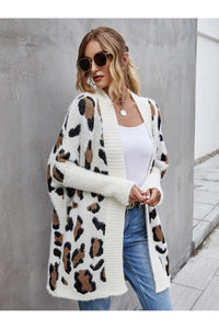 Angel Wings Leopard Pattern Fuzzy Cardigan