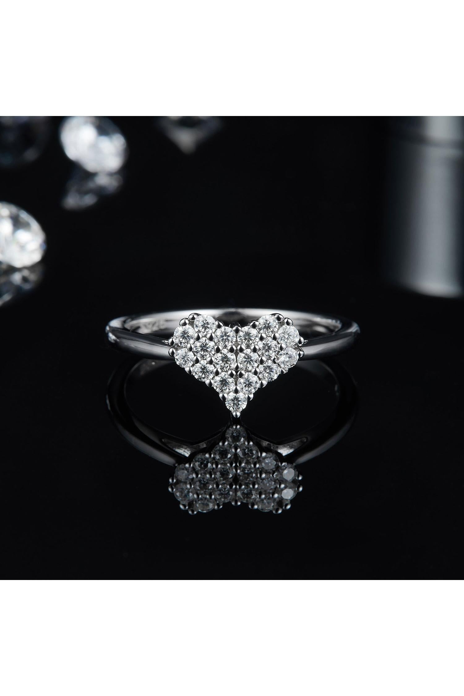 Moissanite 925 Sterling Silver Heart Ring