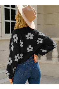 Angel Wings Flower Open Front Long Sleeve Cardigan