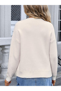 Angel Wings Bow Graphic Round Neck Long Sleeve Sweater