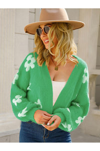 Angel Wings Flower Open Front Long Sleeve Cardigan