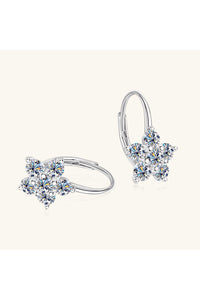 1.2 Carat 925 Sterling Silver Moissanite Flower Huggie Earrings