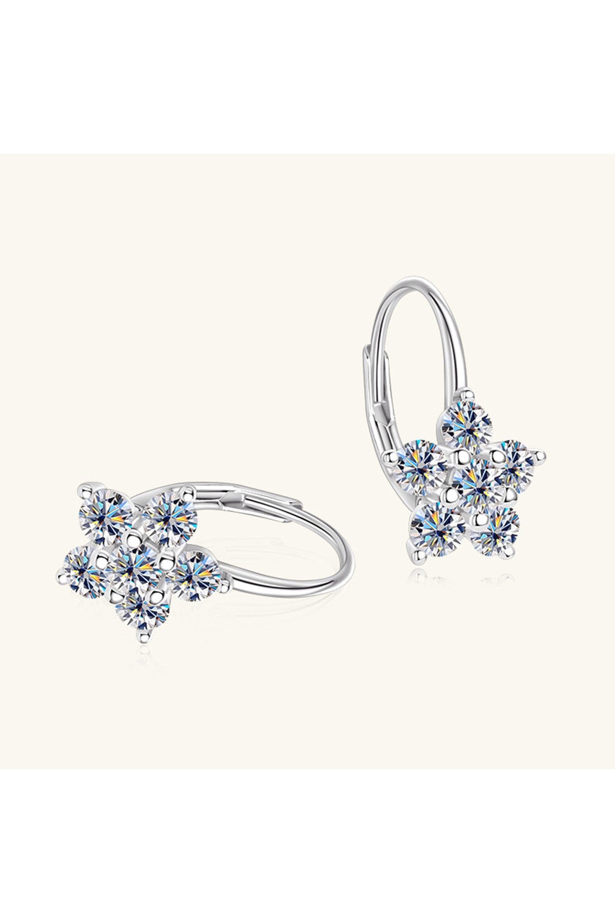 1.2 Carat 925 Sterling Silver Moissanite Flower Huggie Earrings