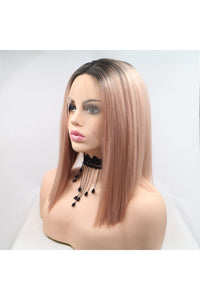 13*3" Lace Front Wigs Synthetic Mid-length Straight 12" 130% Density