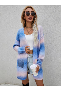 Angel Wings Full Size Pocketed Open Front Gradient Cardigan