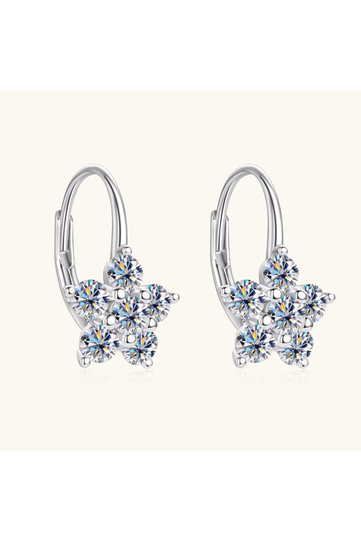 1.2 Carat 925 Sterling Silver Moissanite Flower Huggie Earrings