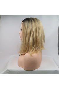 13*3" Lace Front Wigs Synthetic Mid-length Straight 12" 130% Density