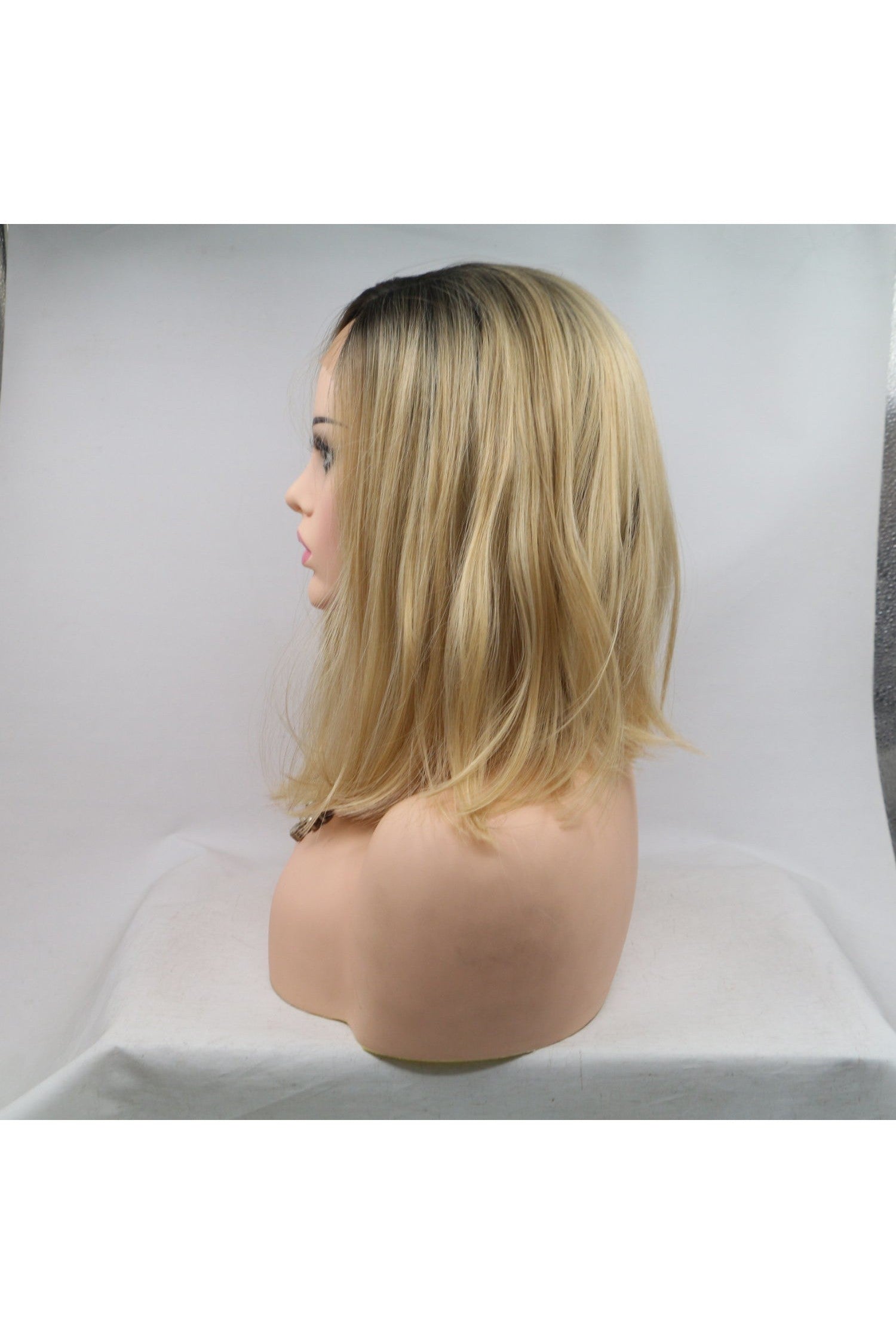 13*3" Lace Front Wigs Synthetic Mid-length Straight 12" 130% Density