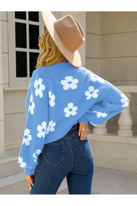 Angel Wings Flower Open Front Long Sleeve Cardigan