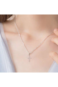 925 Sterling Silver Moissanite Cross Pendant Necklace