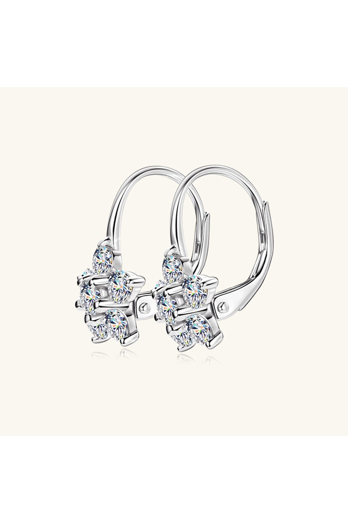1.2 Carat 925 Sterling Silver Moissanite Flower Huggie Earrings