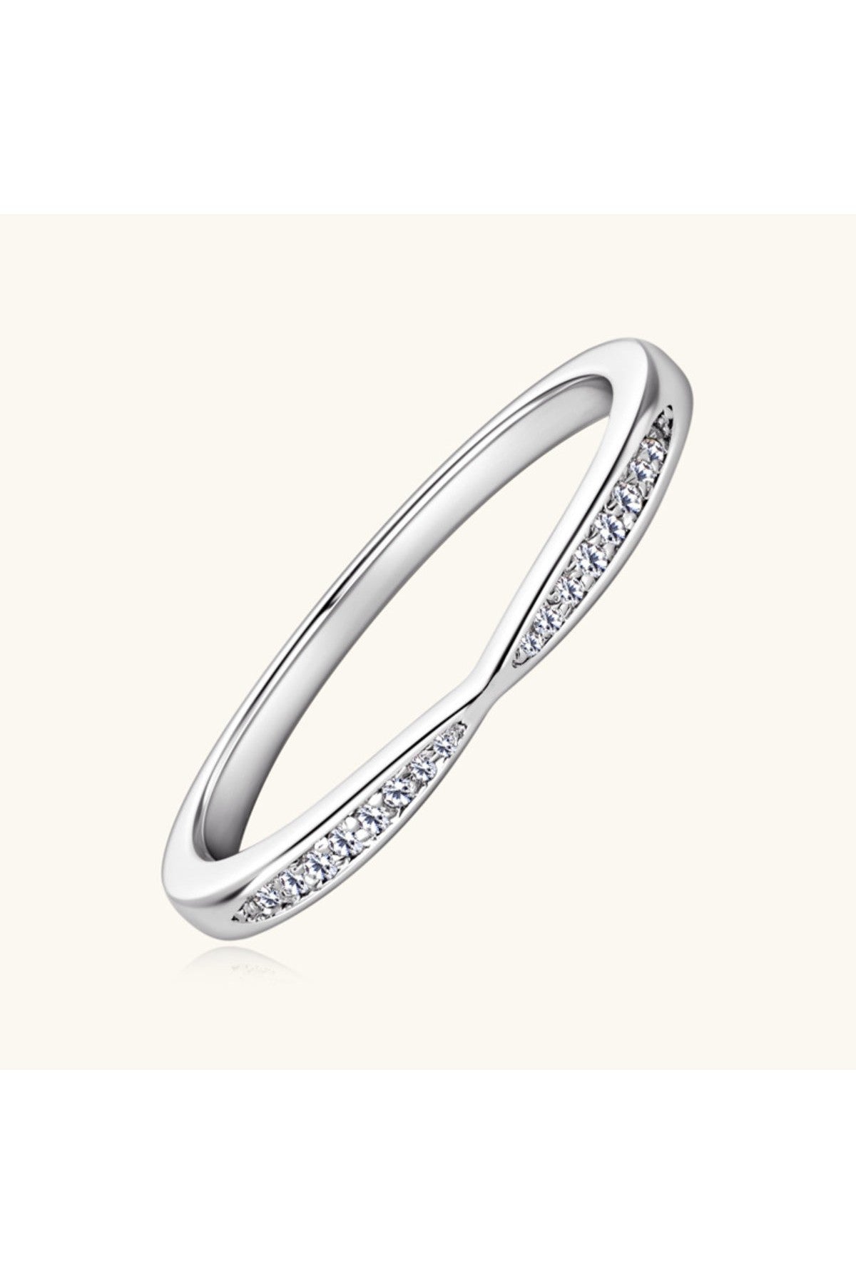 925 Sterling Silver Inlaid Moissanite Ring