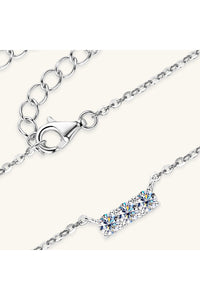 925 Sterling Silver Inlaid Moissanite Bar Necklace