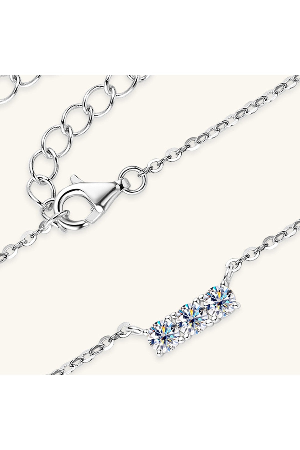 925 Sterling Silver Inlaid Moissanite Bar Necklace