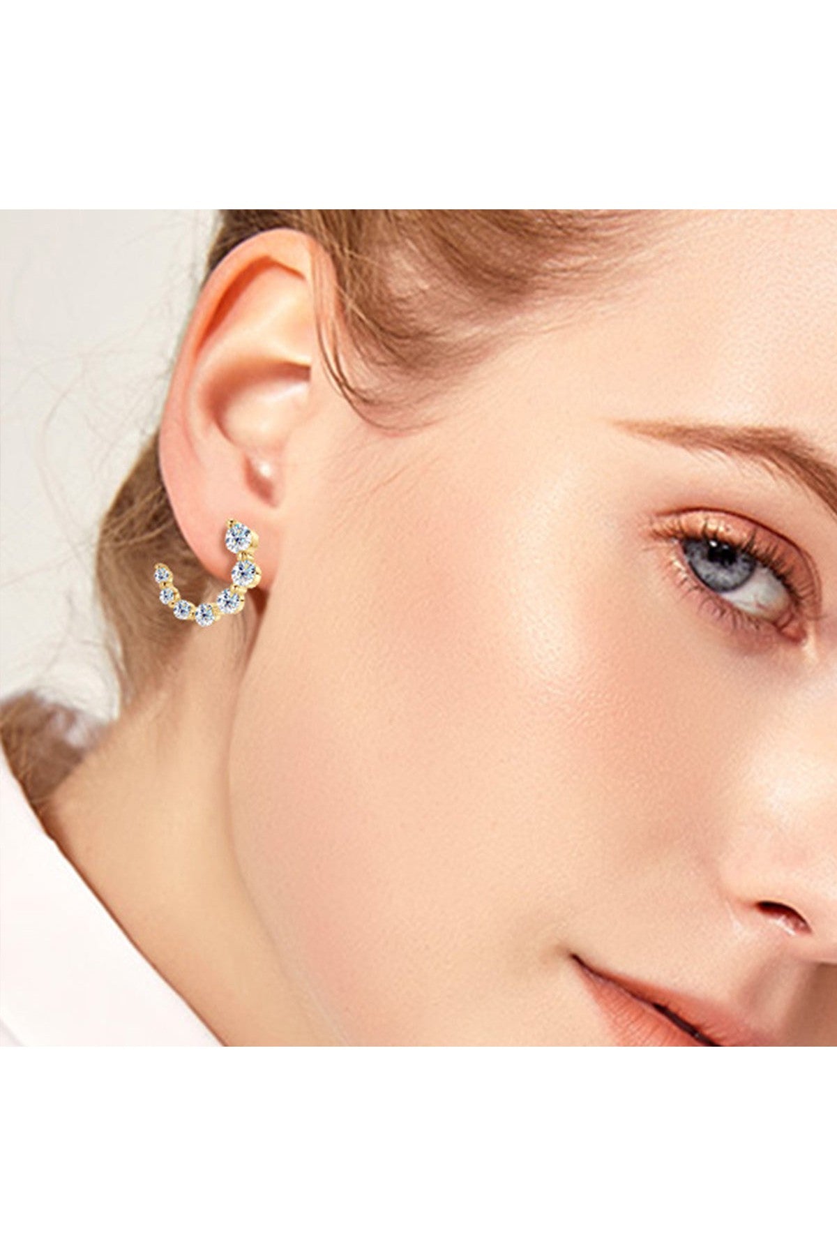 925 Sterling Silver Inlaid Moissanite Stud Earrings