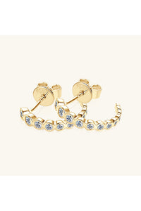 Inlaid Moissanite 925 Sterling Silver C-Hoop Earrings