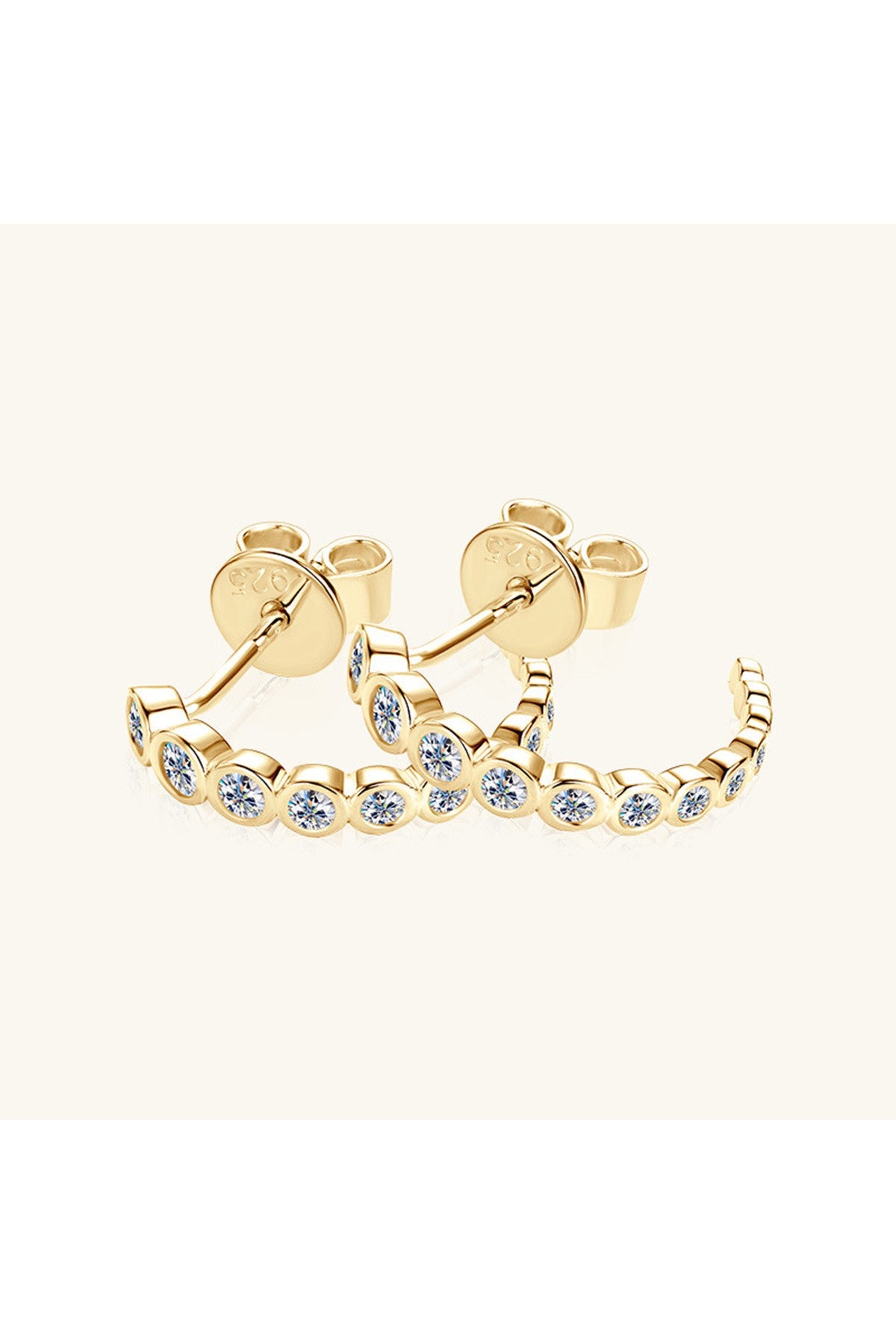 Inlaid Moissanite 925 Sterling Silver C-Hoop Earrings