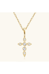 925 Sterling Silver Moissanite Cross Pendant Necklace