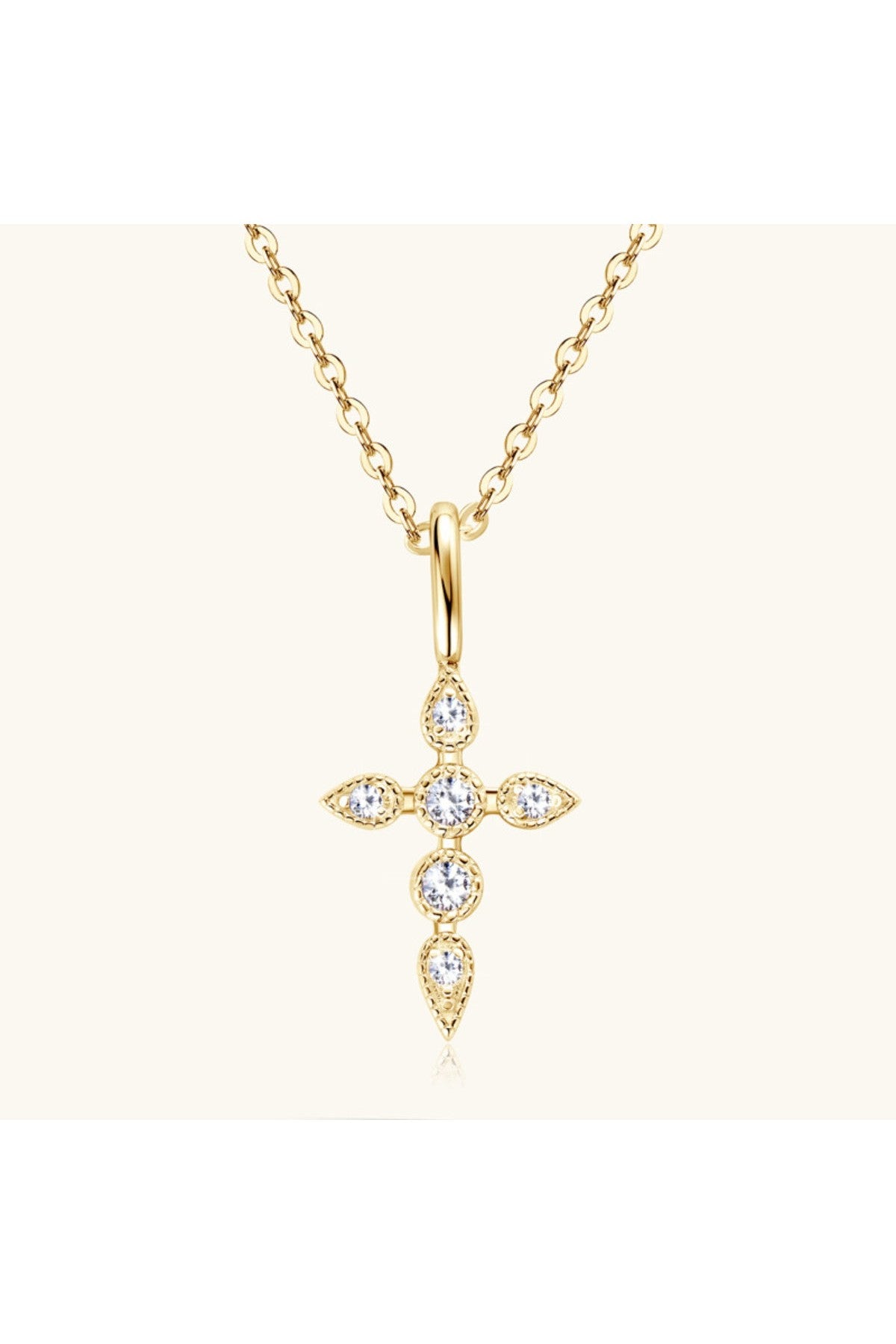 925 Sterling Silver Moissanite Cross Pendant Necklace