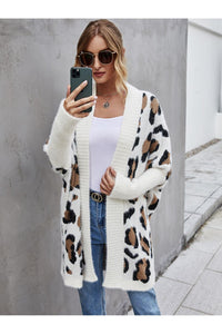 Angel Wings Leopard Pattern Fuzzy Cardigan