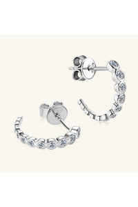 Inlaid Moissanite 925 Sterling Silver C-Hoop Earrings