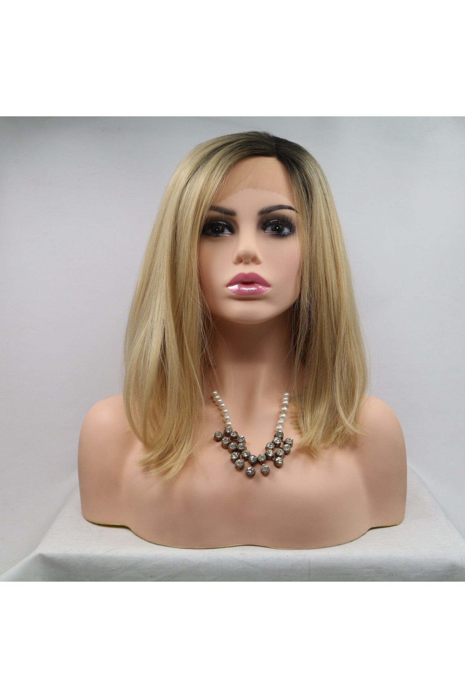 13*3" Lace Front Wigs Synthetic Mid-length Straight 12" 130% Density