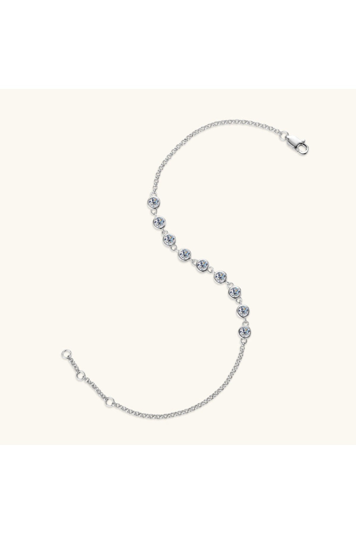 Inlaid Moissanite 925 Sterling Silver Bracelet