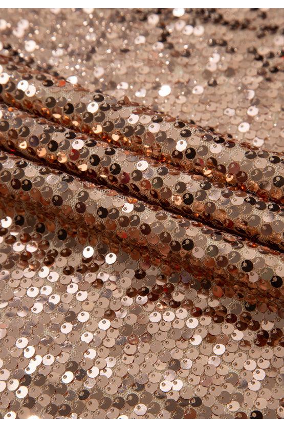 Backless Sequin Mock Neck Long Sleeve Mini Dress