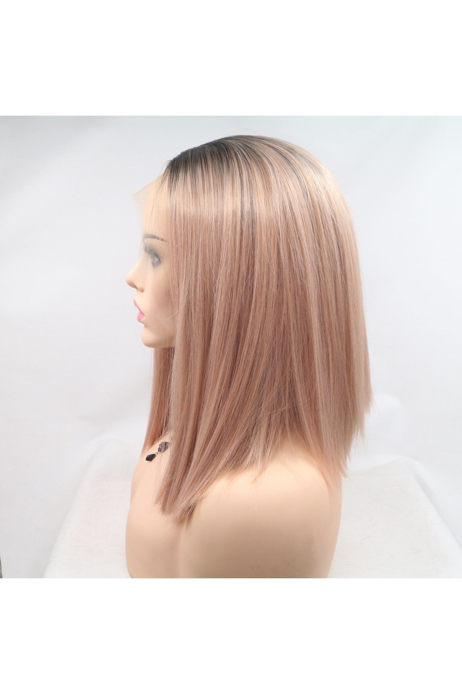 13*3" Lace Front Wigs Synthetic Mid-length Straight 12" 130% Density