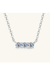 925 Sterling Silver Inlaid Moissanite Bar Necklace