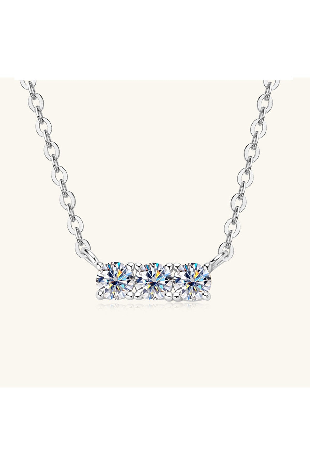 925 Sterling Silver Inlaid Moissanite Bar Necklace