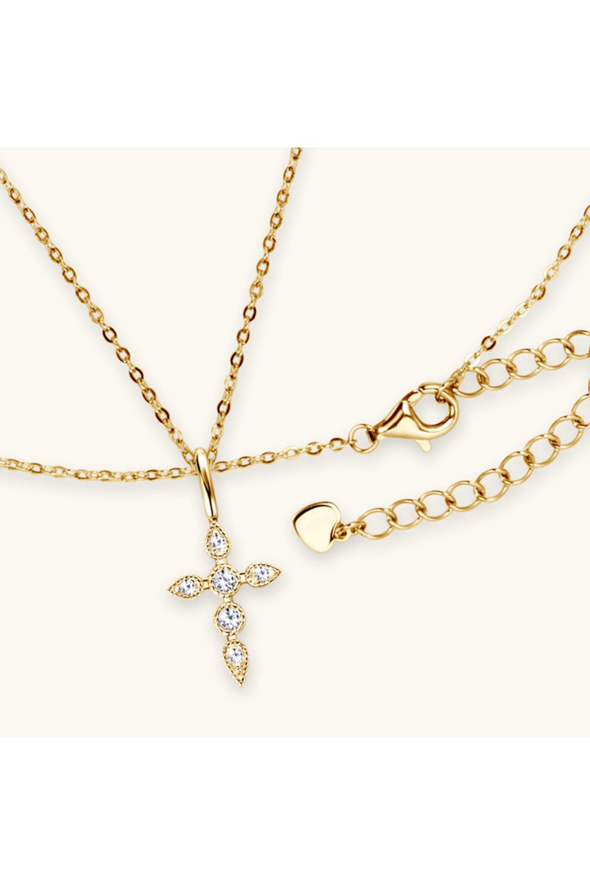 925 Sterling Silver Moissanite Cross Pendant Necklace