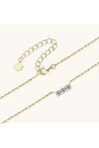925 Sterling Silver Inlaid Moissanite Bar Necklace
