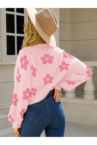 Angel Wings Flower Open Front Long Sleeve Cardigan
