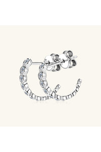 Inlaid Moissanite 925 Sterling Silver C-Hoop Earrings
