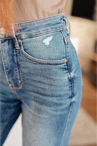 Bree High Rise Tummy Control Distressed Straight Jeans