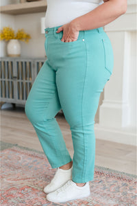 Bridgette High Rise Garment Dyed Slim Jeans in Aquamarine