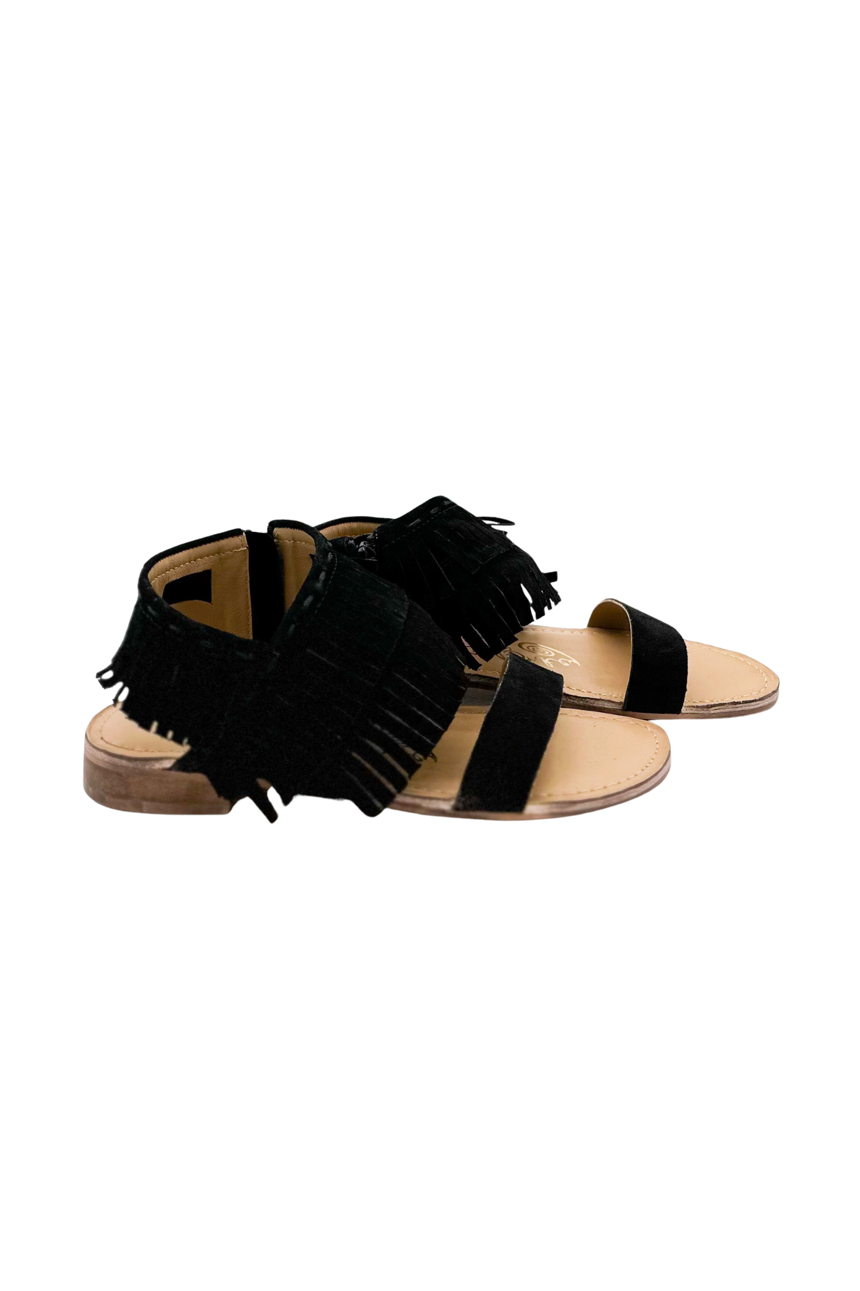 Fringe Star Sandal in Black