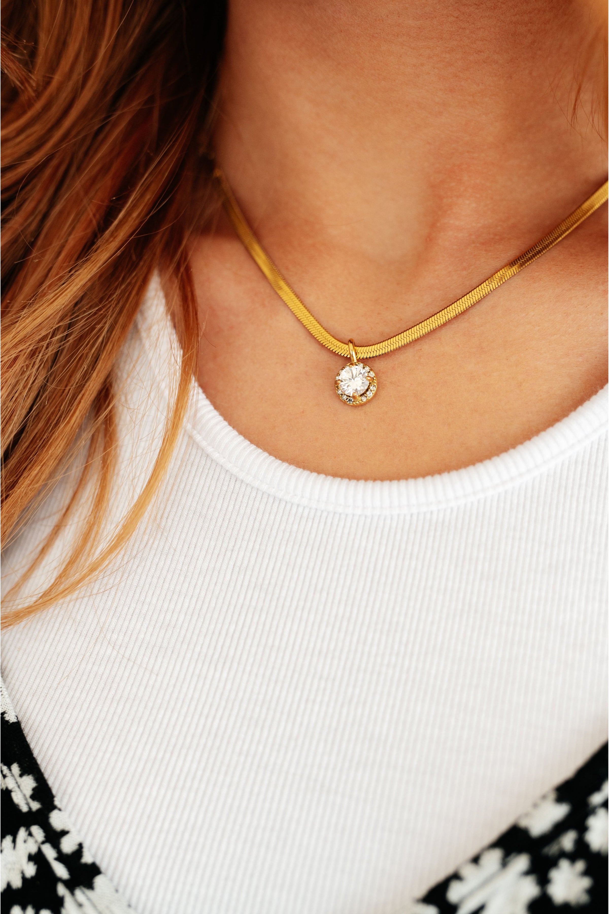 Here to Shine Gold Plated Necklace in White