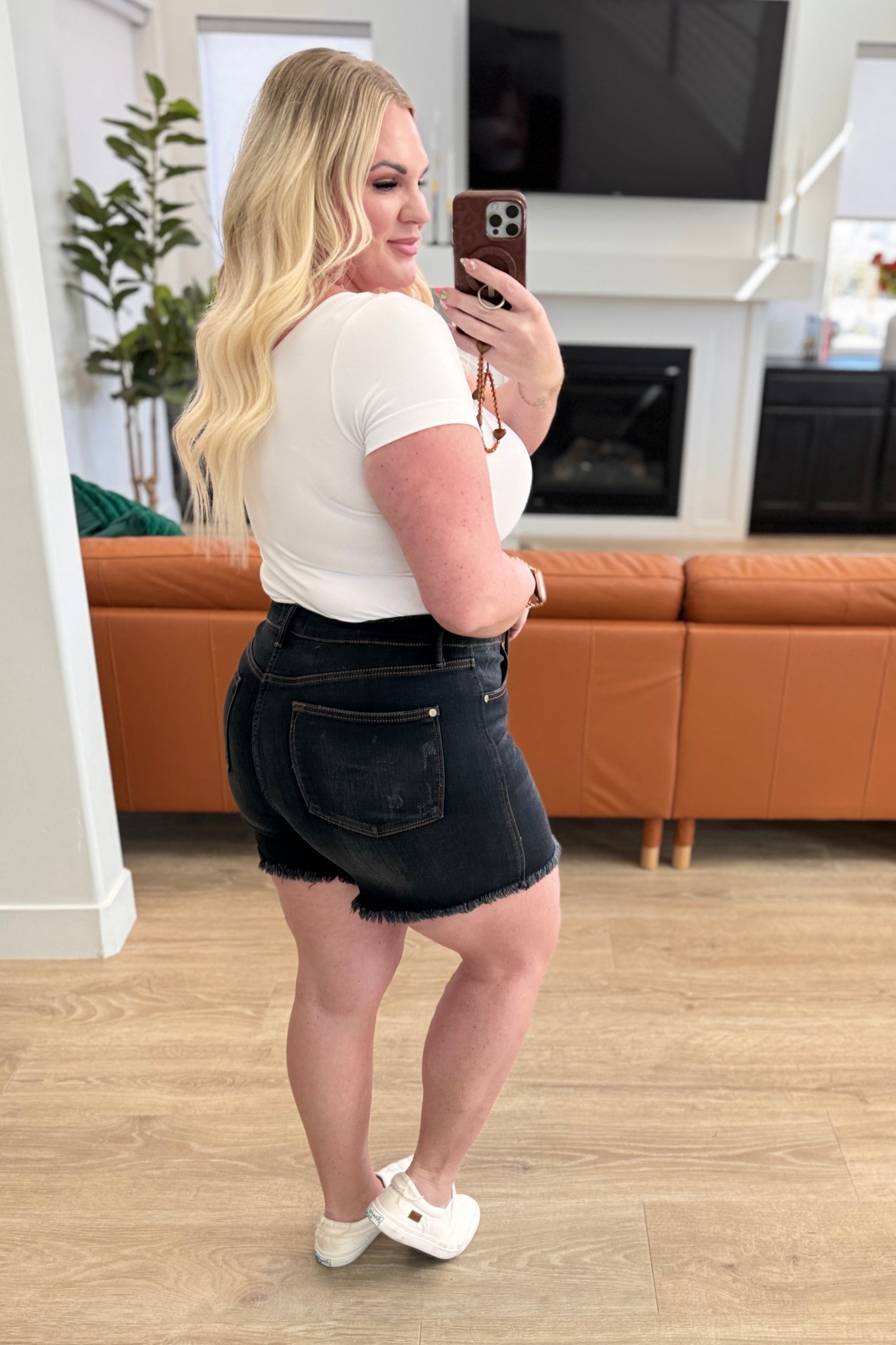 Ember High Rise Tummy Control Fray Hem Shorts