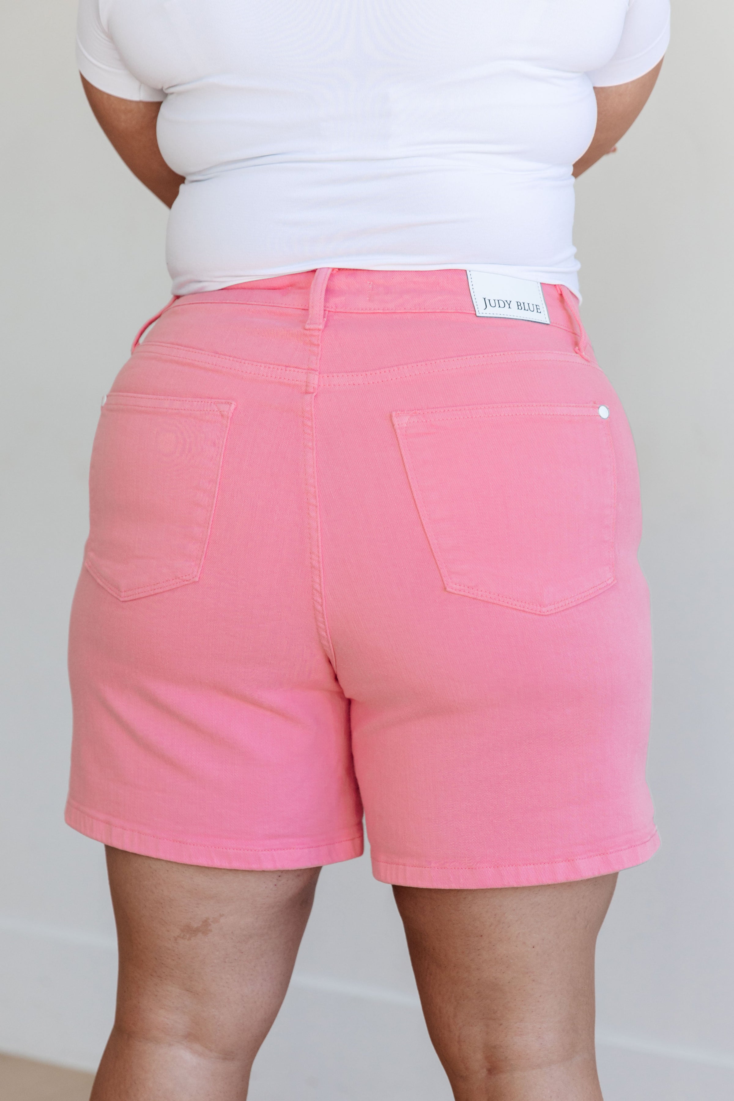 Jenna High Rise Tummy Control Cuffed Shorts in Pink