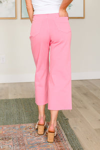 Lisa High Rise Tummy Control Wide Leg Crop Jeans in Pink