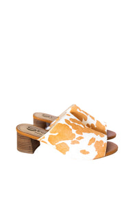 Richwood Peeptoe Tan and White Cowhide Slide