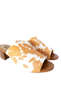 Richwood Peeptoe Tan and White Cowhide Slide